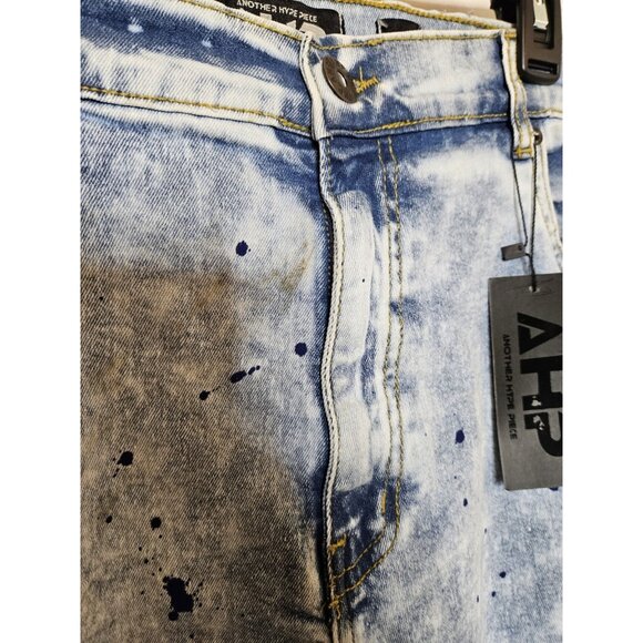 AHP Jeans Blue Acid Light Wash Distressed Cotton Blend Mens Size 40X33 NWT - Picture 5 of 12